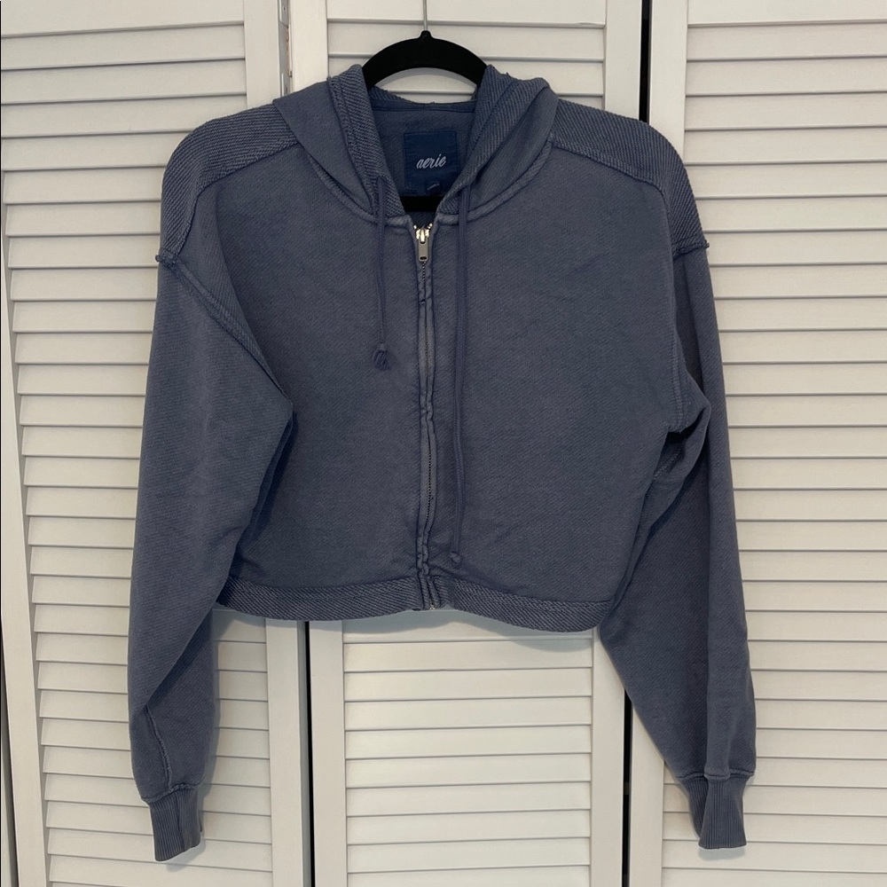 Aerie Blue Cropped Hoodie
